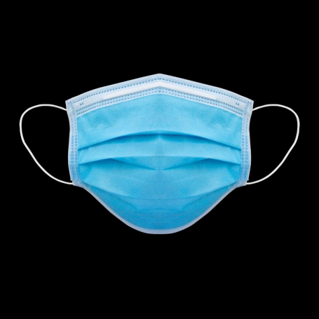 Masque chirurgical Type IIR - 3 plis à élastiques Bleu - Boîte de 50