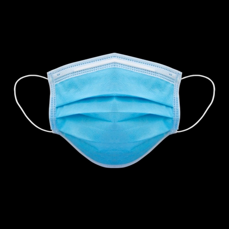 Masque chirurgical Type IIR - 3 plis à élastiques Bleu - Boîte de 50